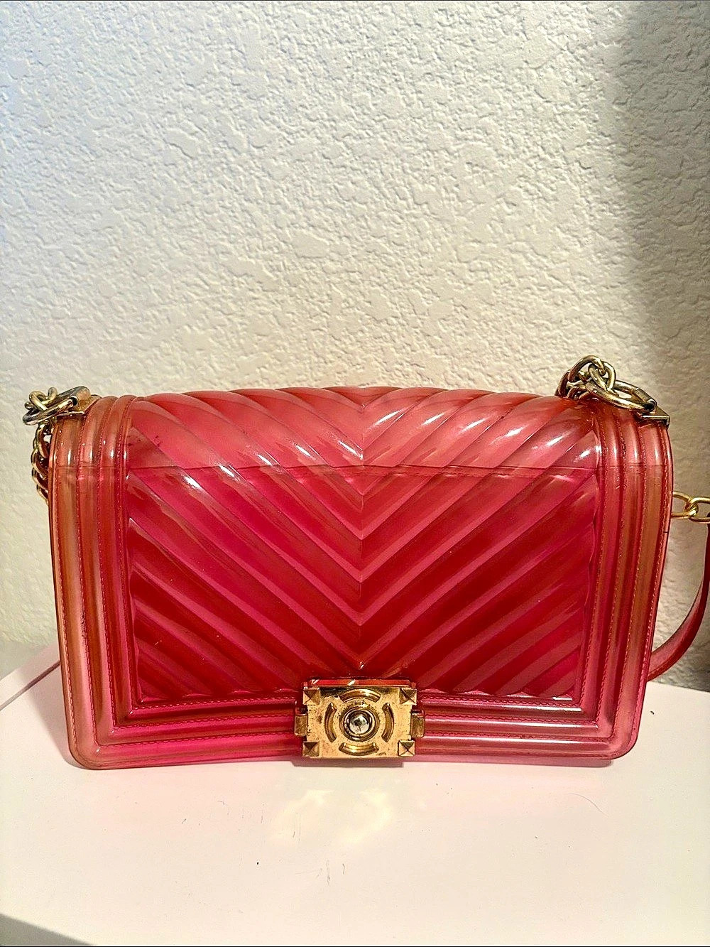 Pink Chevron Shoulder Bag